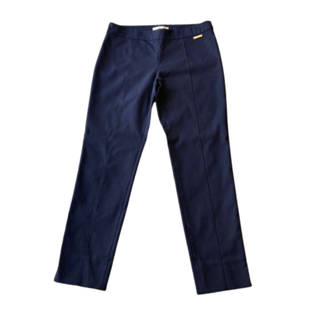 Tory Burch Callie Skinny Ankle Pants Side Zip Women's 2 Navy Blue